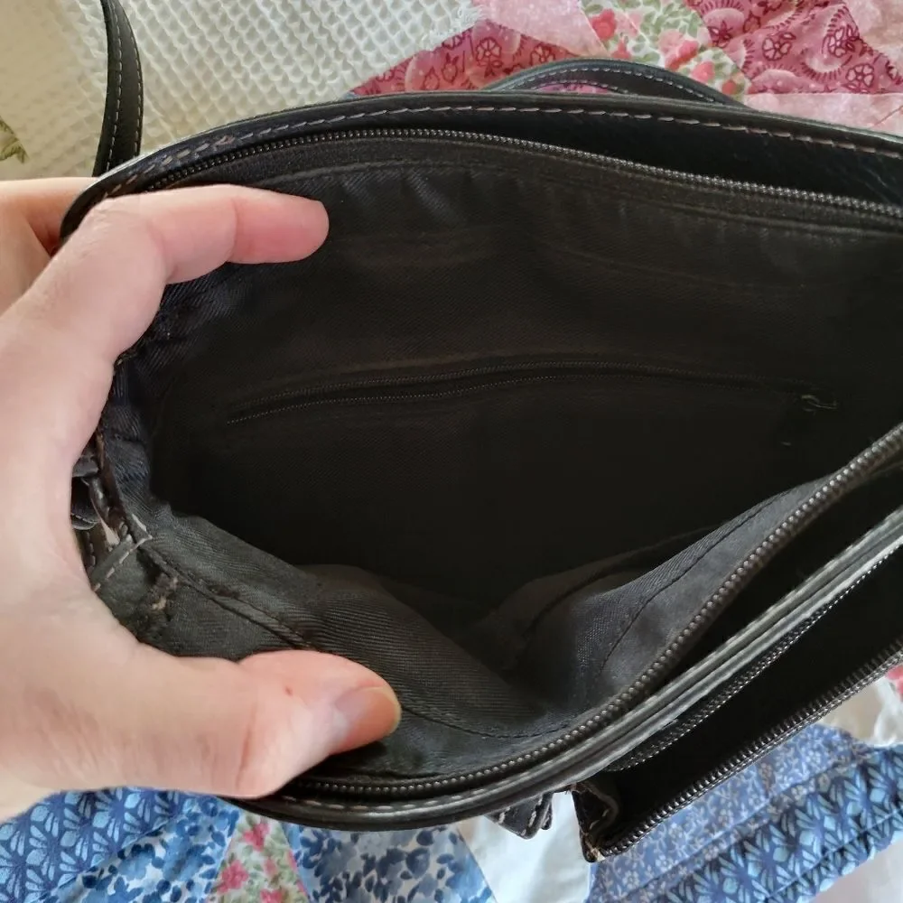 Fossil Black Leather Crossbody Bag